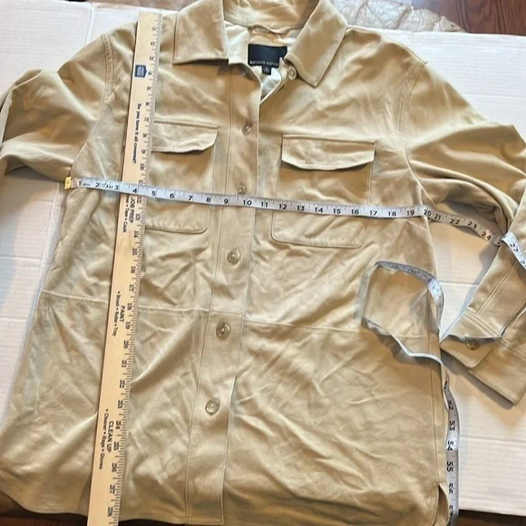 New-banana republic-S-tan(stone)-heritage suede shirt/jacket(Shacket) luxurious - Picture 14 of 16